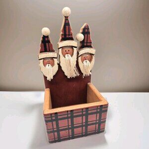 Handmade Rustic Primitive Santa Claus Christmas Card Holder Box Wooden